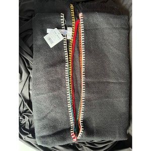 Free People Common Thread Blanket Wrap Scarf Black with Multicolored Edge